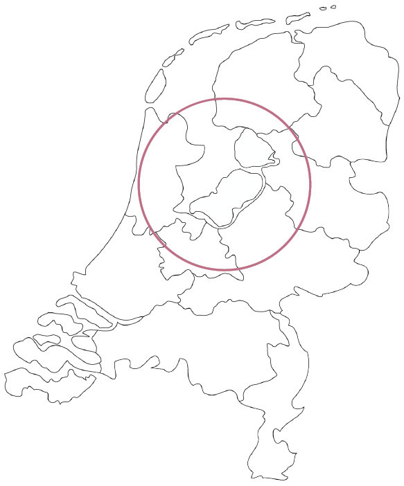 Kaartje van het werkgebied van Virtual assistant Maureen Simons